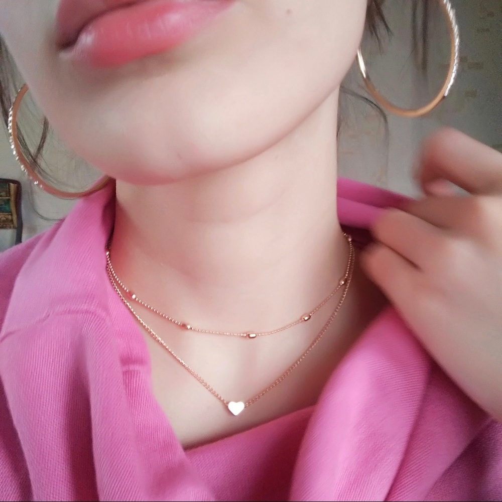 ❗️2 for $10❗️Gold Double Layer Heart Necklace - Picture 3 of 8